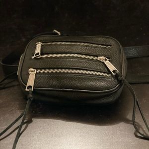 Rebecca Minkoff black leather camera belt bag